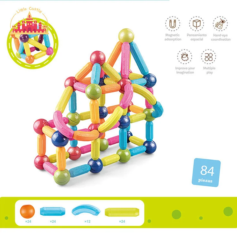 High Quality 94 Pcs Castle Magnetic Color Windows Puzzle Building Block Toys For Kids SL13E004