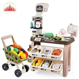 Newest pretend play toy educational kids shopping toy set with pos machine and scanner SL10D128