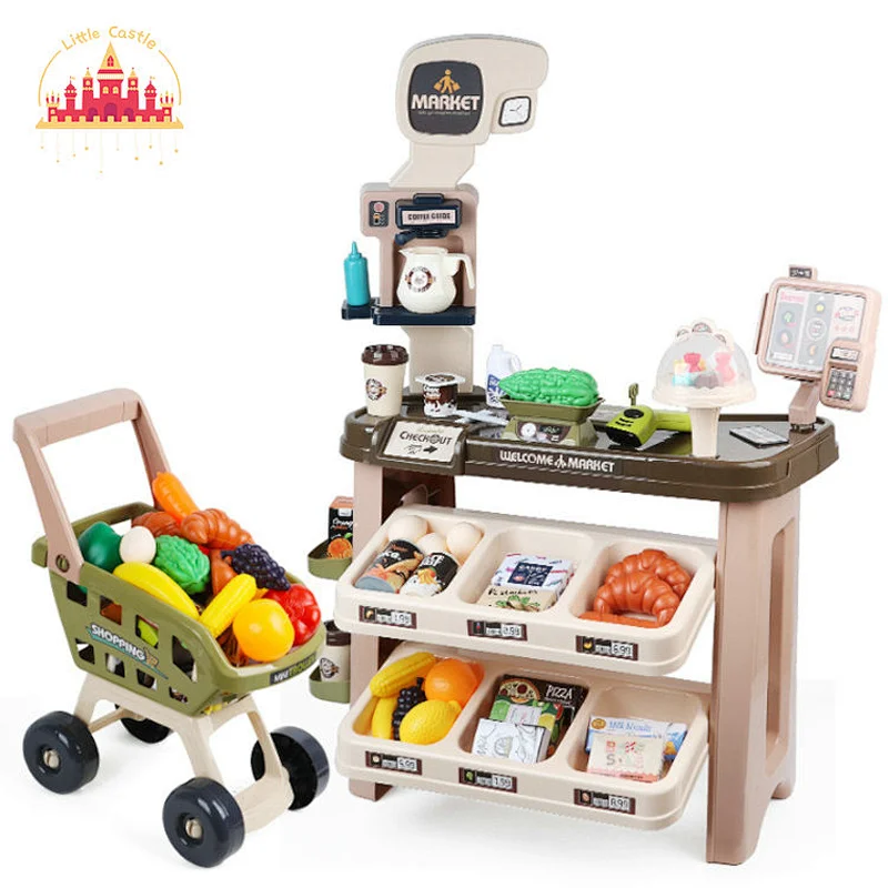 Newest pretend play toy educational kids shopping toy set with pos machine and scanner SL10D128