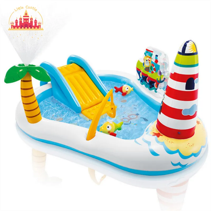 New Style Cartoon Kids Water Spray Dinosaur Park Pool With Slide P21A002