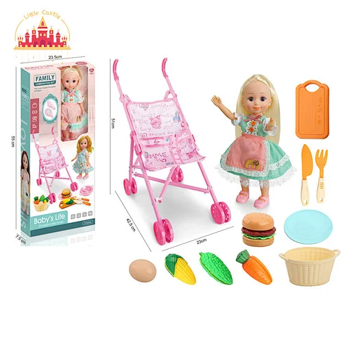 New arrival fashion mini pretty plastic doll with cart cut set toy SL06D009