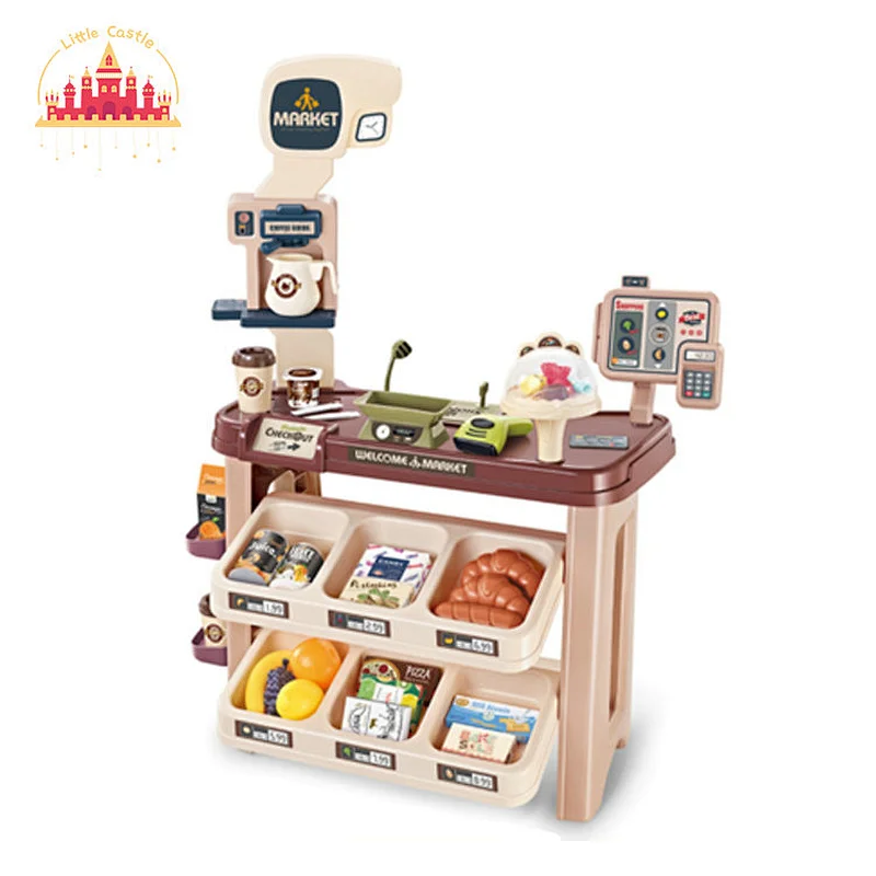 Newest pretend play toy educational kids shopping toy set with pos machine and scanner SL10D128