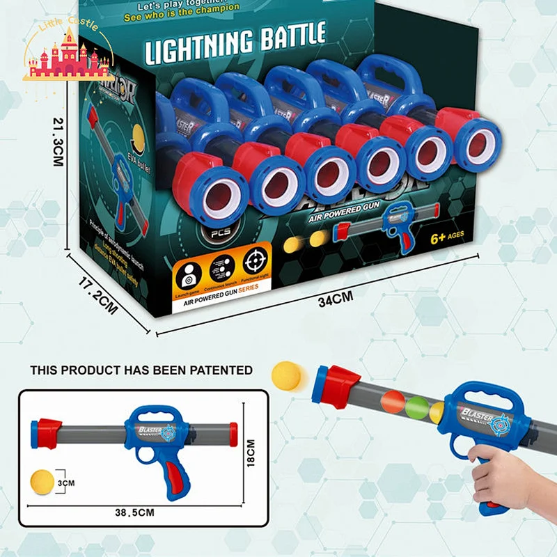 High Quality Plastic Single Handle Aerodynamic Shooting Gun Toy With 6 Pieces EVA Balls SL01A033