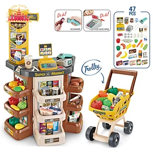 Newest pretend play toy educational kids shopping toy set with pos machine and scanner SL10D128