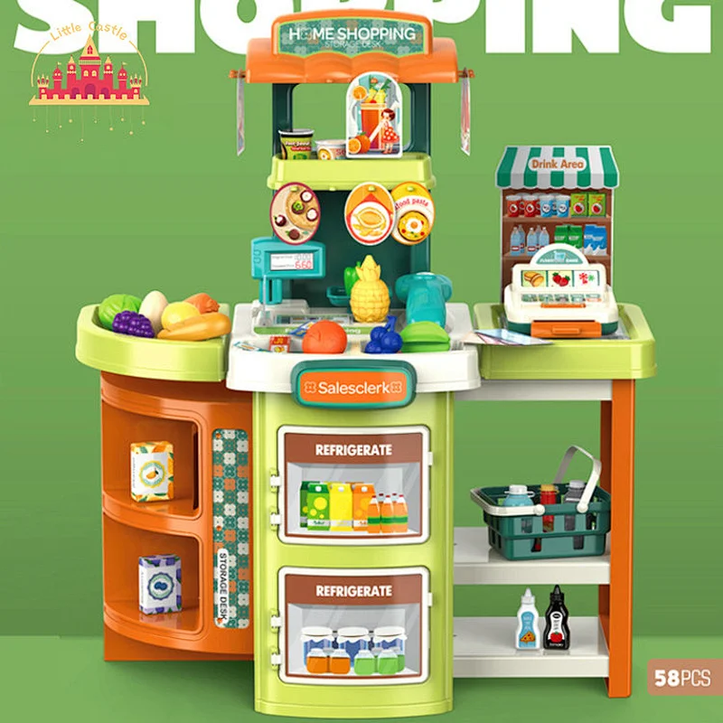 Hot sale pretend play supermarket shopping game funny plastic salesclerk toy for kids SL10D099