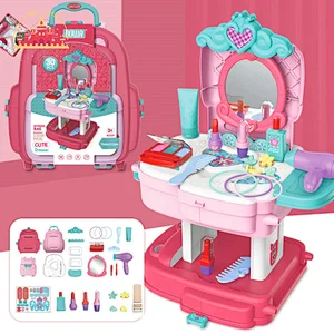 2 in 1 children pretend play backpack plastic dressing table toy SL10D025
