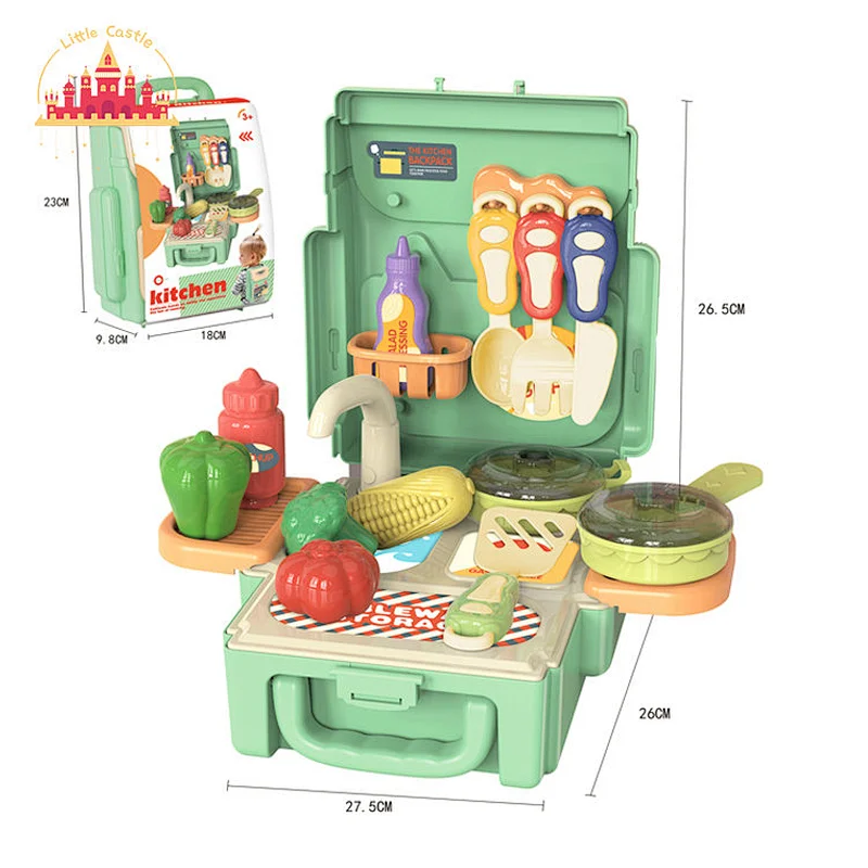 Hot sell dress up toy plastic jewelry set backpack pretend play suitcase for kids SL10G047