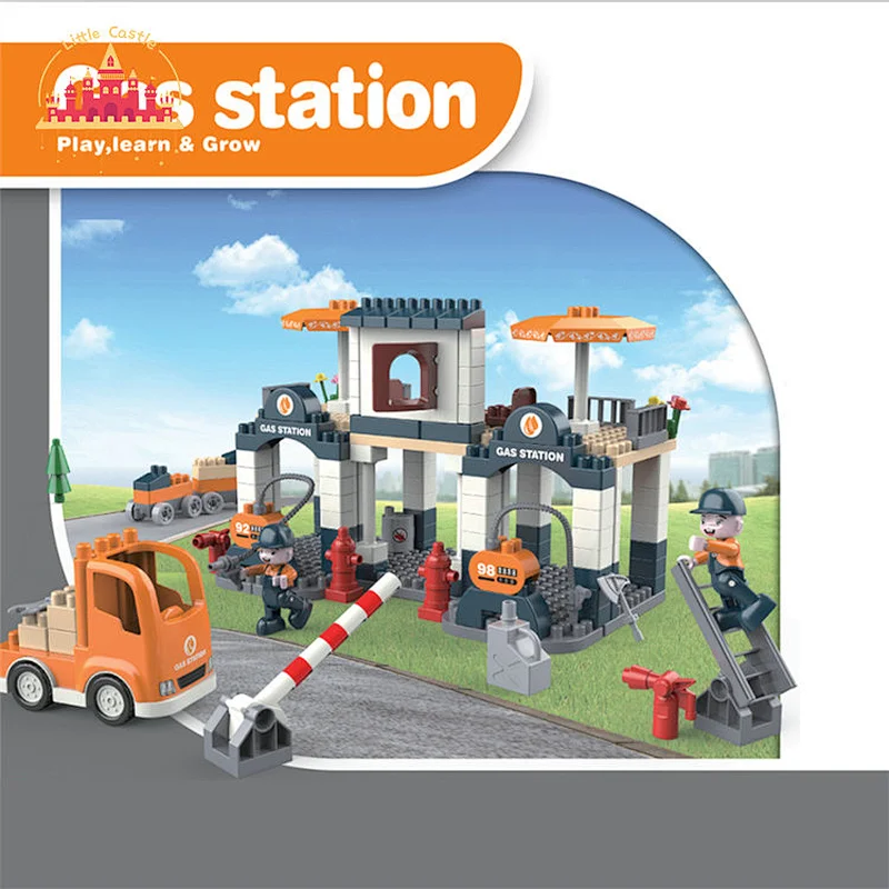 201 Pcs Diy Interlocking Toys Gas Station Plastic Building Blocks Toy For Kids SL13A015