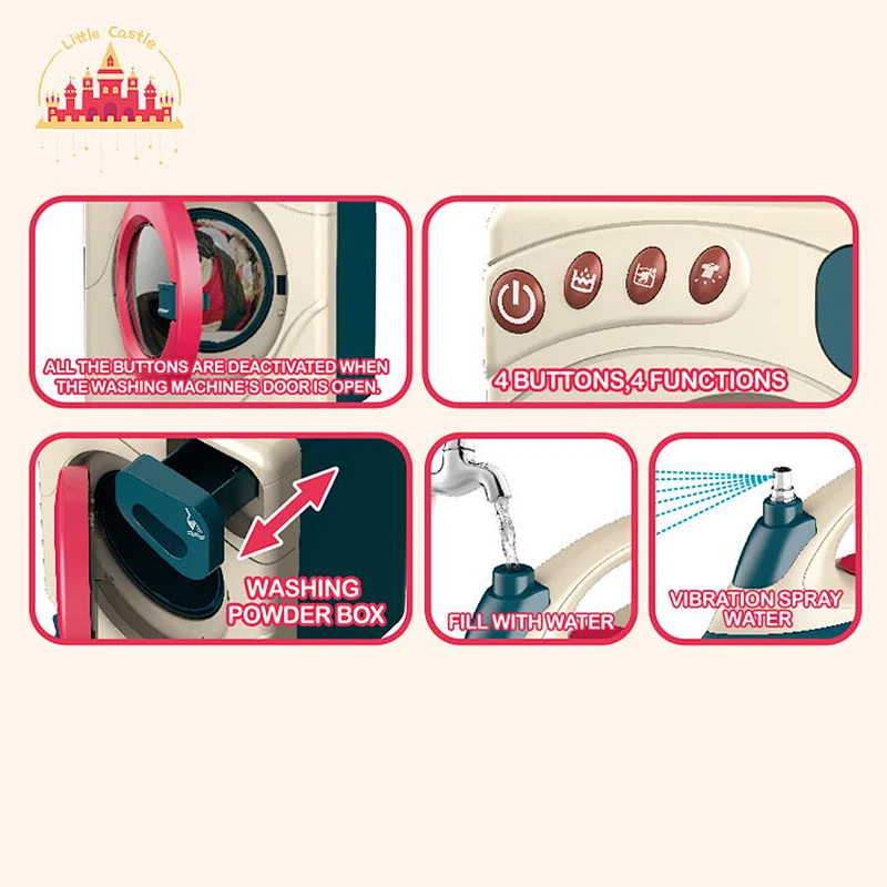 Pretend play toy plastic electric mini washing machine kit toy with basket SL10D195
