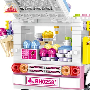 Educational toys street view kids ice cream car toy blocks bricks sets SL03B008
