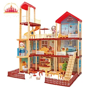 New product plastic assembly villa toys with elevator and slide for kids SL06A010