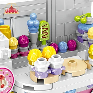 Educational toys street view kids ice cream car toy blocks bricks sets SL03B008