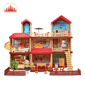 Wholesale simulation villa doll house toy plastic princess house toys for kids L06A006