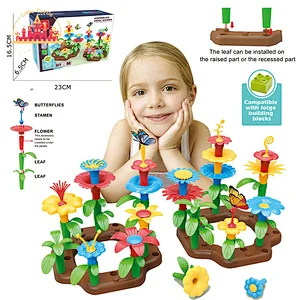 Kids Diy Assembly Flower Garden Toy 133Pcs Plastic Building Block Set SL13A052