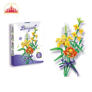 Pretty Glazed Yellow Lily DIY Toy Plastic Flower Bouquet Building Block Toy SL13A069