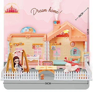 2022 New style plastic doll house modern dream home toy with lights SL06A032
