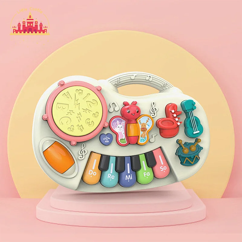 Hot sale electric instrument 2 in 1 plastic piano and drum set toy for kids SL07A004