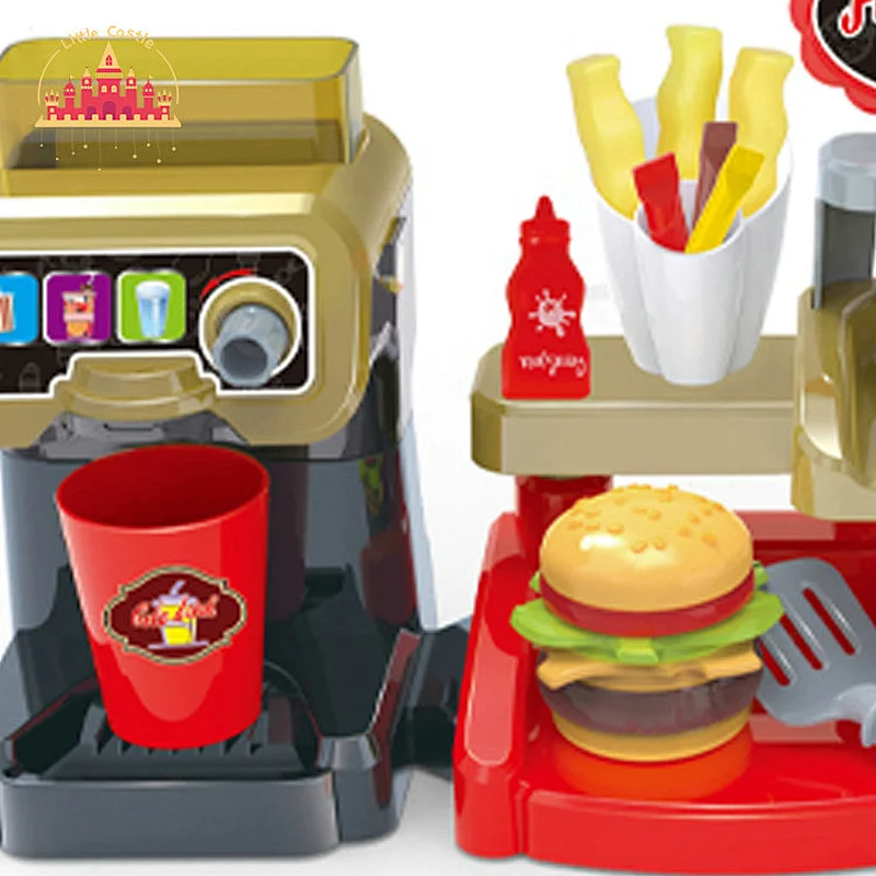 Premium quality plastic kids ordering machine toy with hamburger coffee machine set SL10D252