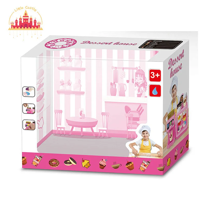 Good Sale Kids Pretend Play Toy Pink Coffee Maker Toy with Dessert Set SL10D259