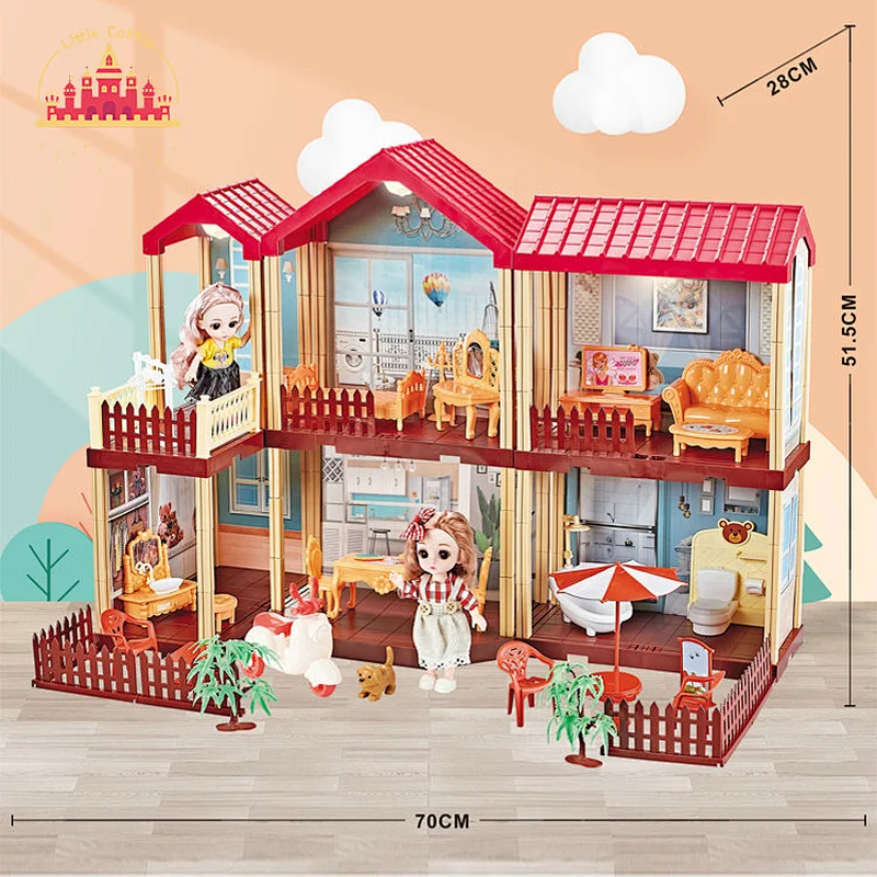 New arrival DIY toy mini plastic villa house toy with doll toy for kids SL06A001