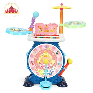 Hot sale electric instrument 2 in 1 plastic piano and drum set toy for kids SL07A004