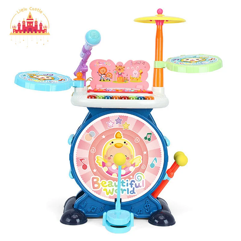Hot sale electric instrument 2 in 1 plastic piano and drum set toy for kids SL07A004