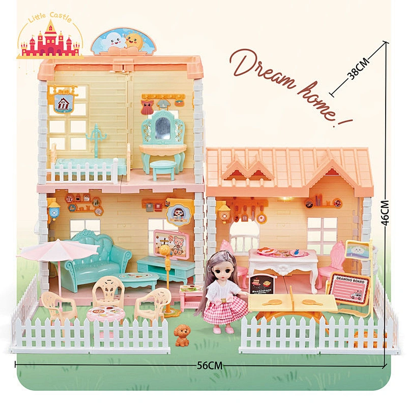Hot sale play house toys diy toy plastic villa suit toy for girls SL06A033