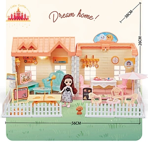 Hot sale play house toys diy toy plastic villa suit toy for girls SL06A033