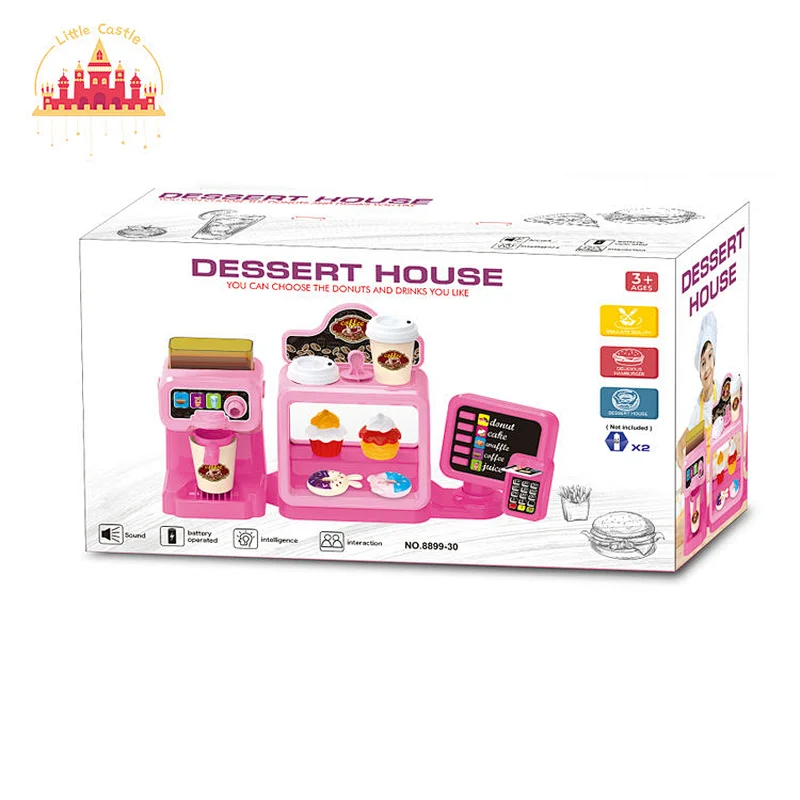 Pink dessert ordering machine with coffee machine set for children SL10D260