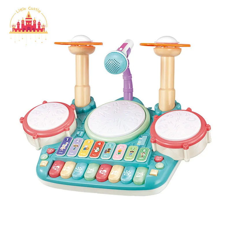 Customized baby educational musical instrument drum and piano toys with microphone SL07A012