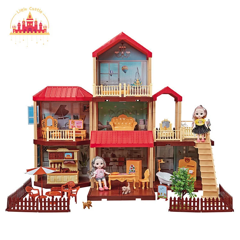 Wholesale simulation villa doll house toy plastic princess house toys for kids L06A006