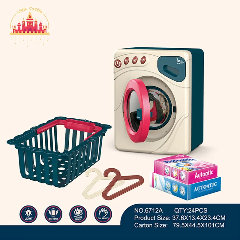 Pretend play toy plastic electric mini washing machine kit toy with basket SL10D195