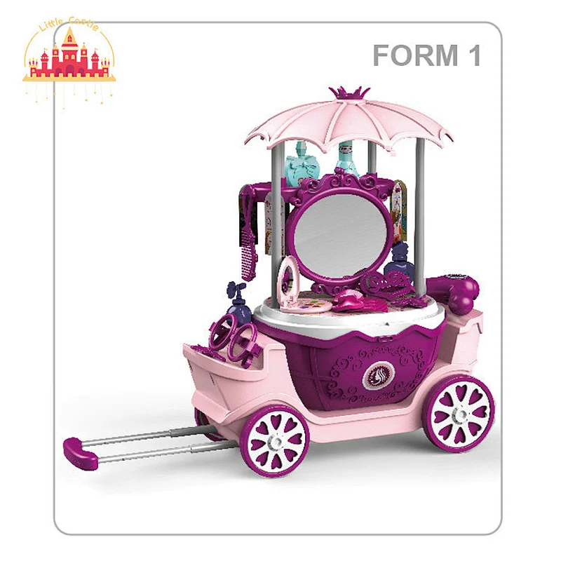 Princess 31pcs plastic pink dresser cart toy with mirror for girls SL10G032