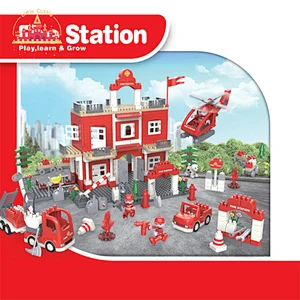 Kids Diy Creative Fire department Assembly Plastic Building Block Toy For Kids SL13A012