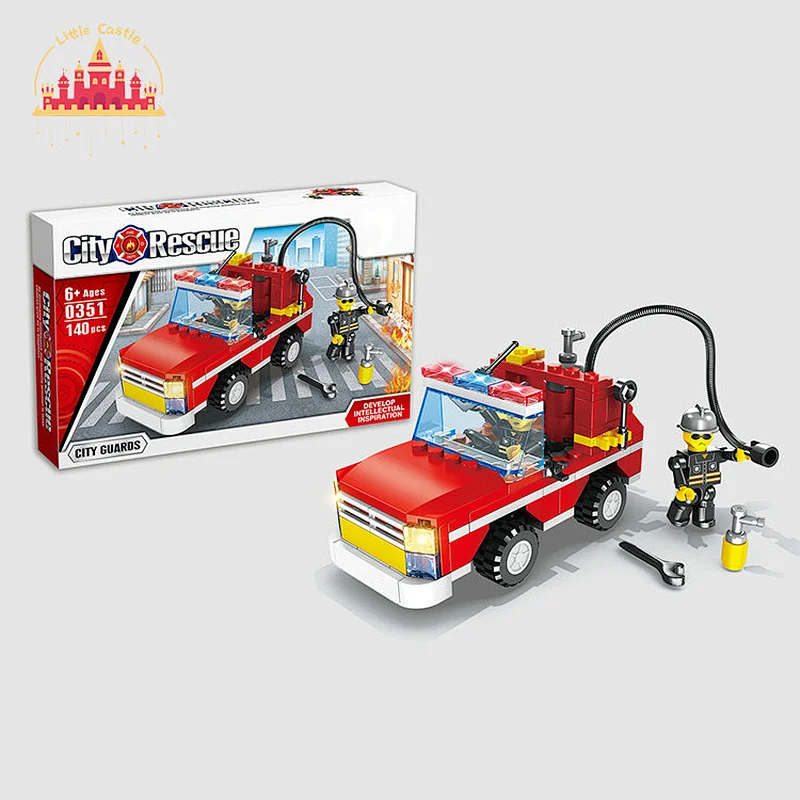High Quality Creative Educational Toy Plastic Fire Truck Kids Building Block Toy SL13A074