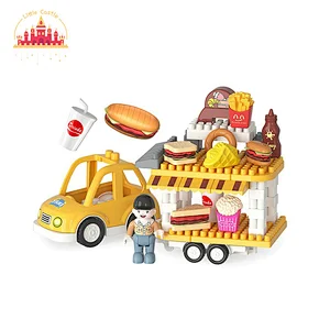 Assembly Pretend Toy Plastic Mini Model Dining Car Building Block Toy For Kids SL13A039