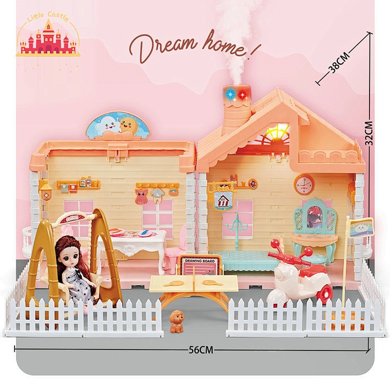 Hot sale play house toys diy toy plastic villa suit toy for girls SL06A033