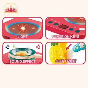 Early kids education plastic electromagnetic oven set with vegetables and fruits cutting toy SL10D222