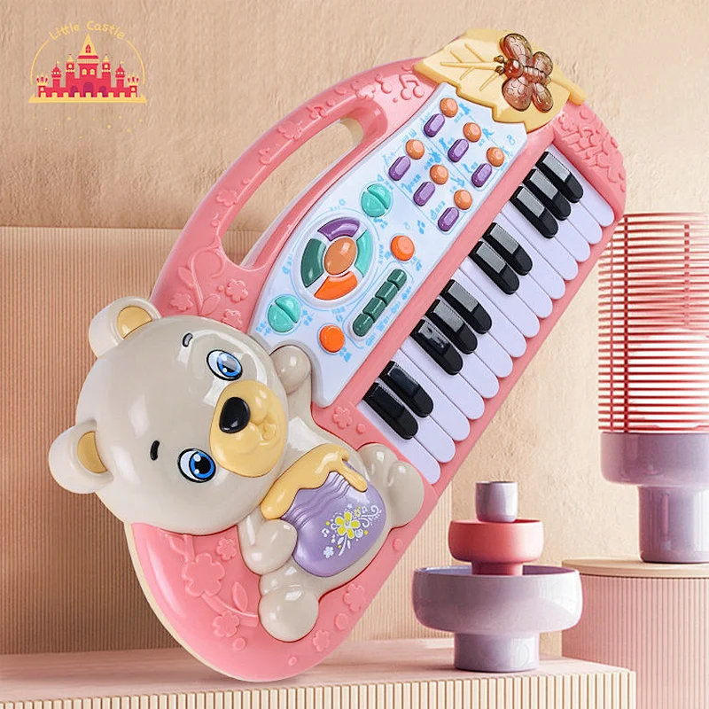 Bear pattern pink multifunctional piano baby music toys keyboard SL07A011