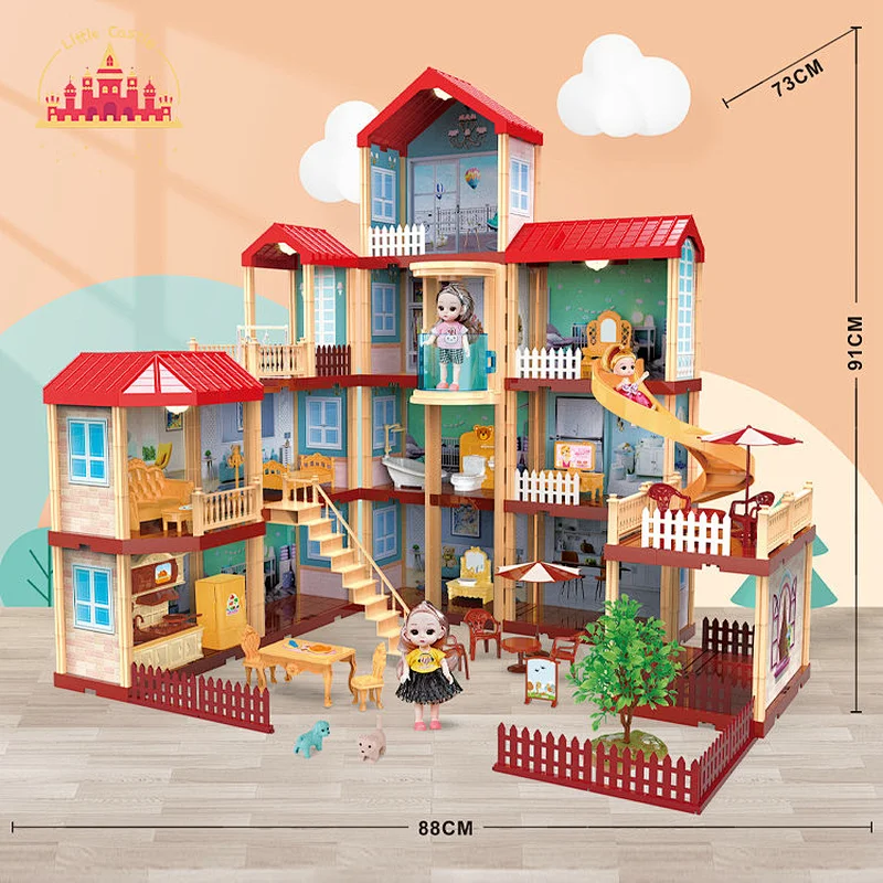 Luxury plastic 3 layer dollhouse pretend play toy for toddler SL06A003