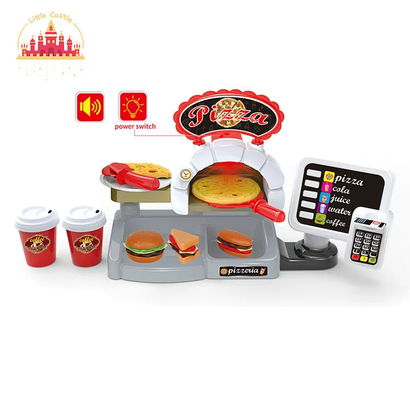 New design early educational toy children plastic coffee machine with hamburger set SL10D253