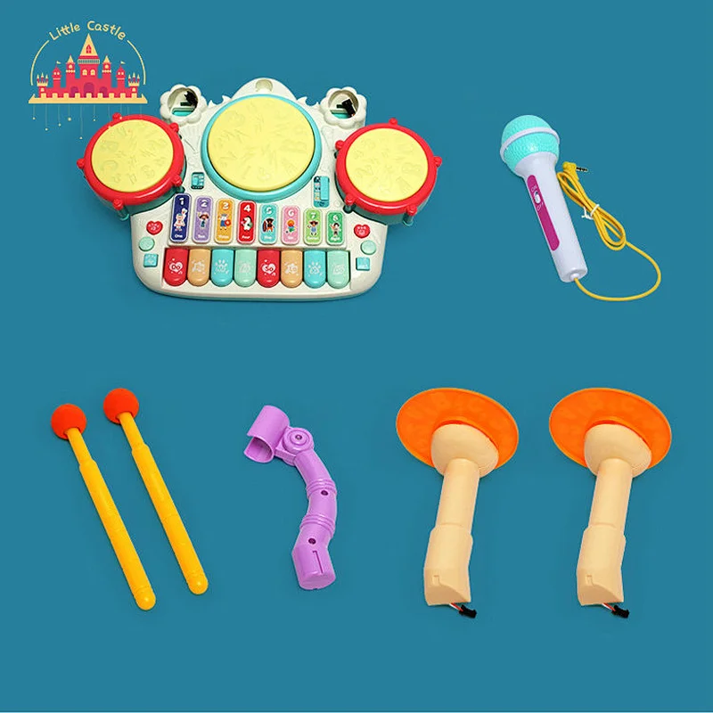 Customized baby educational musical instrument drum and piano toys with microphone SL07A012