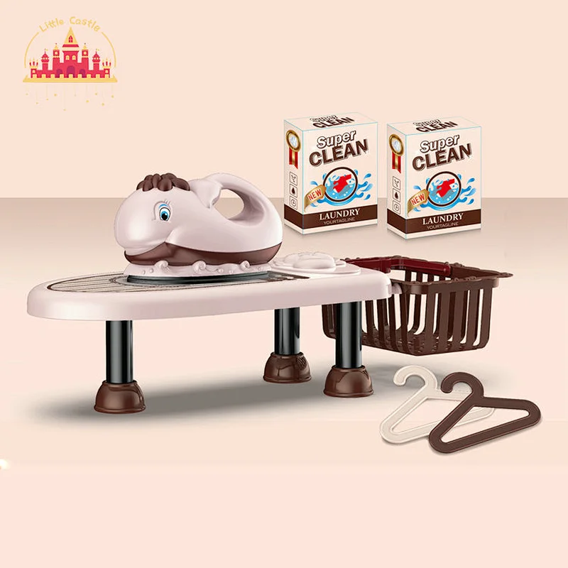 Best sale kids educational electric fish iron set toy with basket and small bed board SL10D246