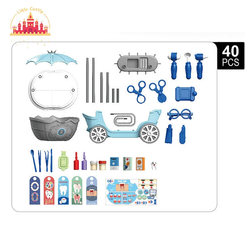 Early children education toy 40pcs plastic pretend play doctor cart toy for children SL10G031