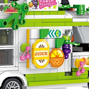 Funny Early Educational Block Bricks Toy Plastic Fruit Cart Toy for Toddler SL03B006