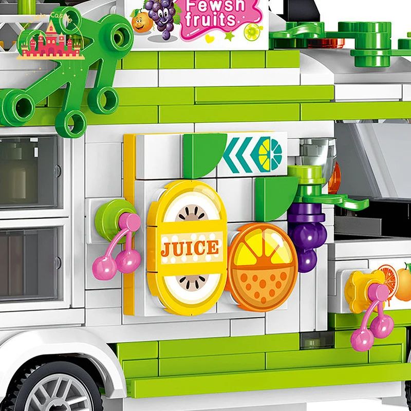 Funny Early Educational Block Bricks Toy Plastic Fruit Cart Toy for Toddler SL03B006