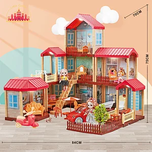 Luxury plastic 3 layer dollhouse pretend play toy for toddler SL06A003