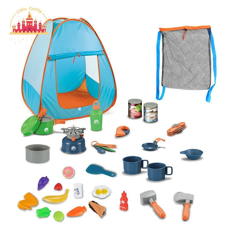 41 Pieces Outdoor Pretend Play Toy Camping Food Set Toy with Tent SL01D007
