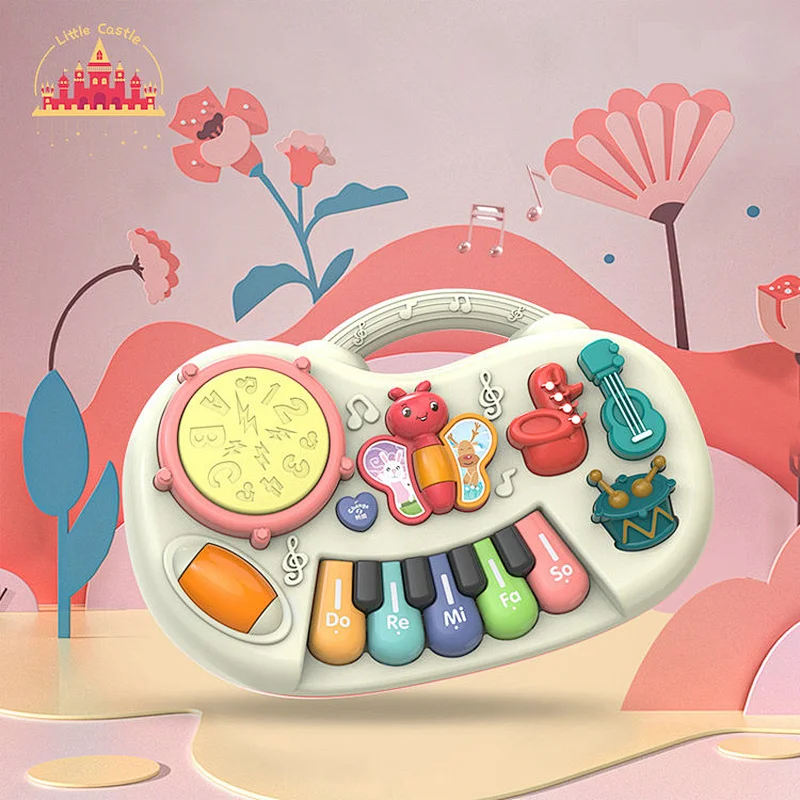 Hot sale electric instrument 2 in 1 plastic piano and drum set toy for kids SL07A004