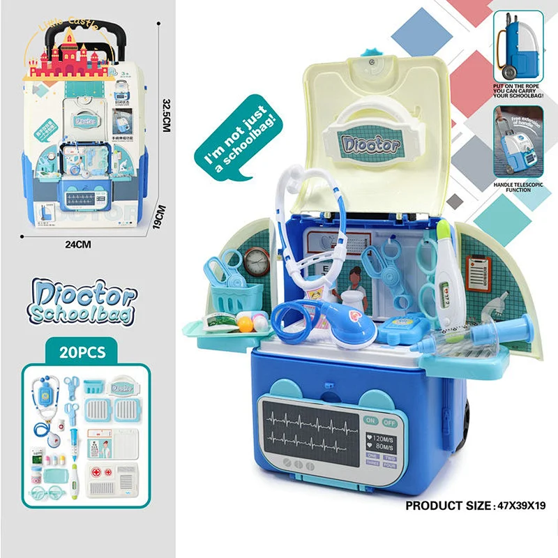 Plastic Doctor Schoolbag Pretend Play Medical Set Toy For Kids SL10G097